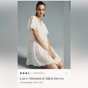 Anthropologie Ivory Lace Mini Dress